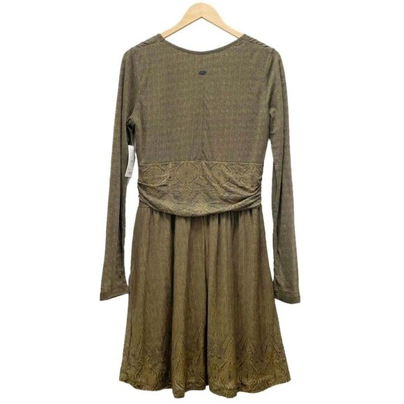 Athleta Perfect Packer Midi Dress Old Gold Fireworks Border Size MEDIUM NEW - Picture 4 of 5